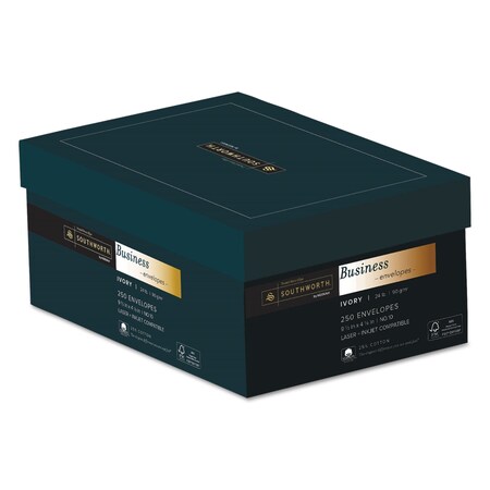 Southworth No 10 Business Envelope, Commercial Flap, Gummed Closure, 4.13 x 9.5, Ivory, PK250 J404I-10